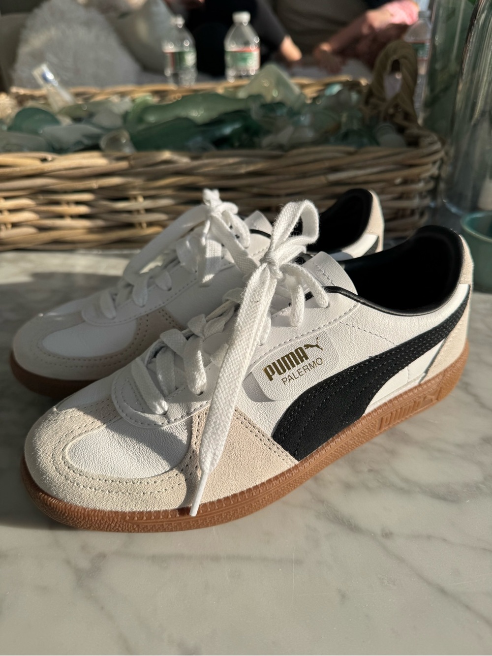 PUMA Palermo White Black Gum Retro Sneakers Women’s Size 7.5 - Picture 3 of 8